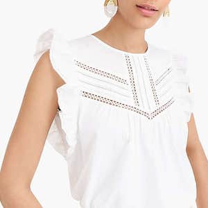 J.Crew Eyelet Flutter-Sleeve Tee