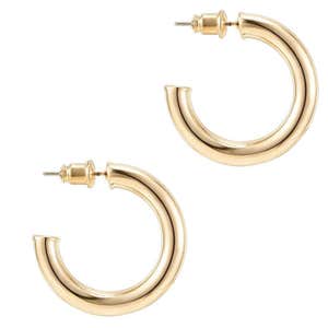 PAVOI 14K Gold Colored Lightweight Chunky Open Hoops