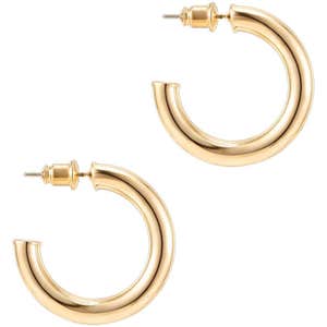 PAVOI 14K Gold Colored Lightweight Chunky Open Hoops