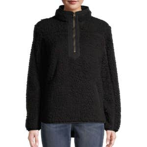 Time and Tru Quarter Zip Faux Sherpa Pullover