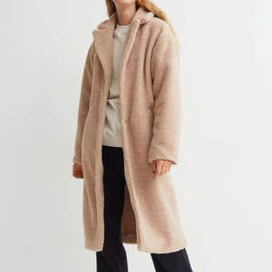 H&M Long Faux Shearling Teddy Bear Coat