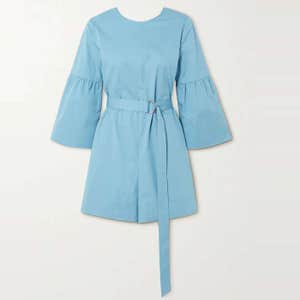 Tibi Belted Organic Cotton-Poplin Playsuit