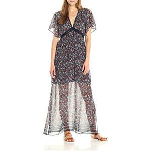 Max Studio Printed V Neck Maxi Dress