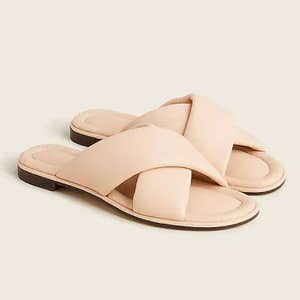 J.Crew Menorca Padded Cross-Strap Sandals In Leather