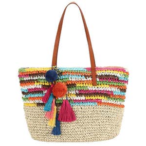 Daisy Rose Pom Pom Tote Bag