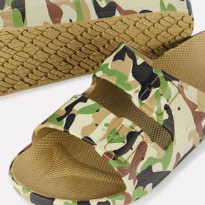 Freedom Moses Double Strap Slide Sandals In Camouflage