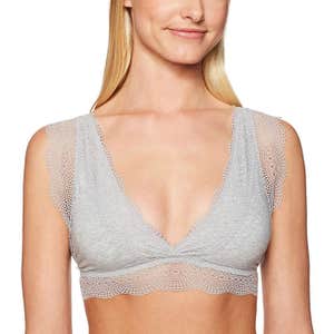 Mae Deep Plunge Cotton Bralette with Lace Trim
