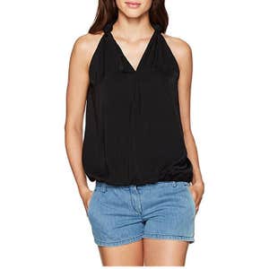 Max Studio Matte Charmeuse Sleeveless Blouse with Self Knot