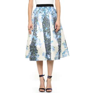 Tibi Floral Silk Full Skirt