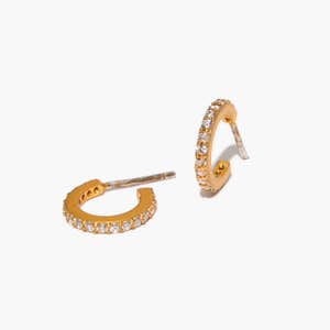 Madewell Sparkle Pavé Huggie Mini Hoop Earrings