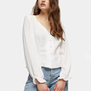Topshop Ivory Twill Tea Top