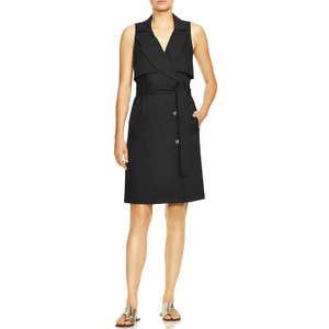 Halston Heritage Sleeveless Linen Trench Shirtdress