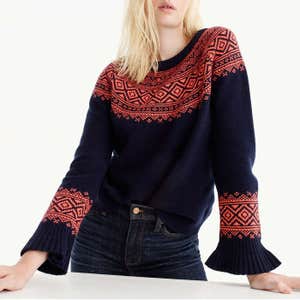 J.Crew Fair Isle Ruffle-Sleeve Sweater