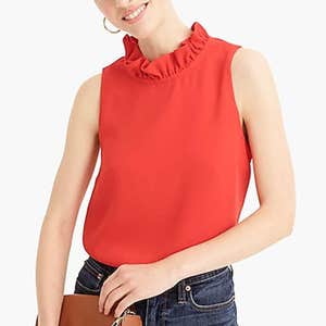 J.Crew Ruffle-Neck Top In 365 Crepe