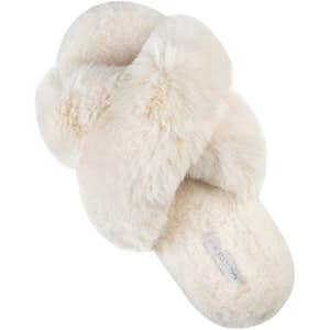 Halluci Cross Band Plush Slippers