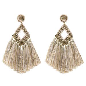 Deepa by Deepa Gurnani Lotus Beaded Earrings with Tassels