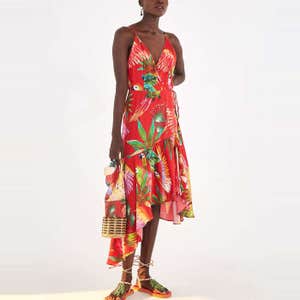 FARM Rio Red Macaw Wrap Dress