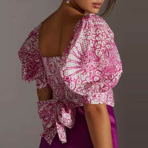 Maeve Tie-Back Printed Crop Top