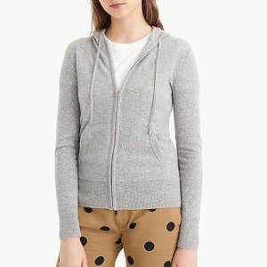 J.Crew Everyday Cashmere Zip-Front Hoodie