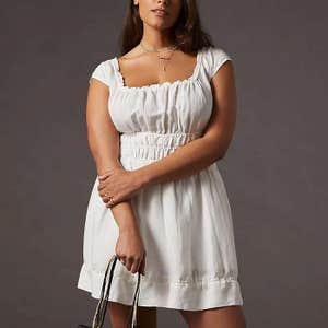 Anthropologie Smocked-Waist Mini Dress