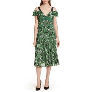 Self Portrait Floral Print Cold Shoulder Dress