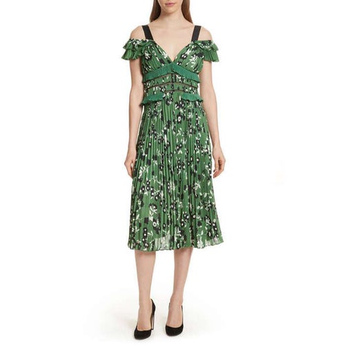 Self Portrait Floral Print Cold Shoulder Dress